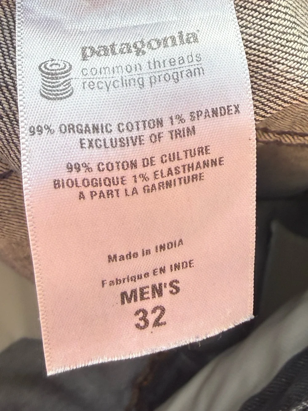 Patagonia Iron Clad Gray Organic Cotton Denim Jeans Men Size 32